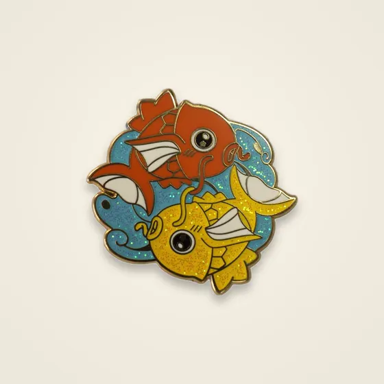 Koi Fish Yin-Yang Glitter Pin