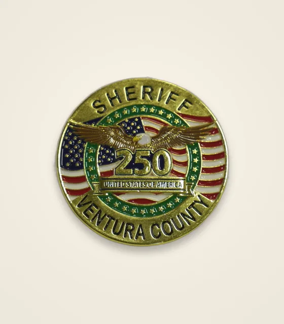 Custom die-struck challenge coin, finished by hand