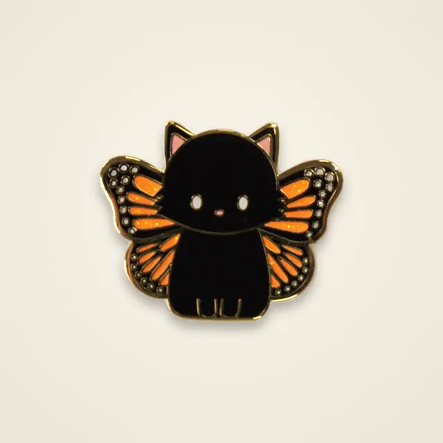 Butterfly Black Cat Pin