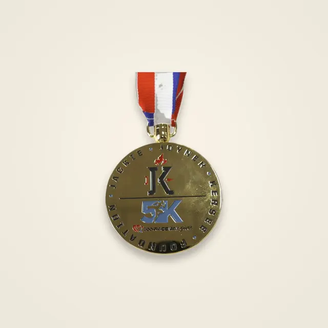 Gold 5K Medal with Ribbon