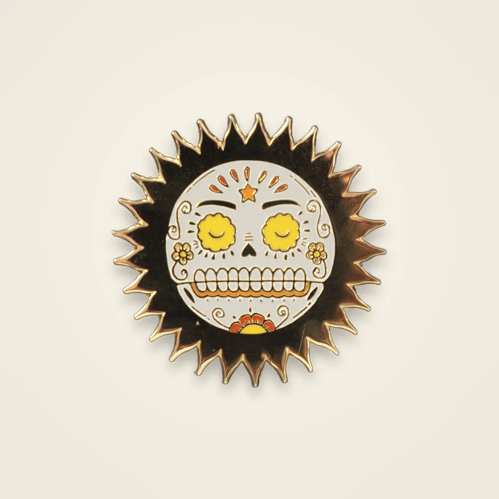 Sugar Skull Sunburst Pin — view 2